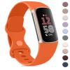 AK Sport Band Compatible with Fitbit Charge 6 Bands/Fitbit Charge 5 Bands Women Men, Classic Soft Replacement Straps Wristbands for Fitbit Charge 6/5 Advanced Fitness & Health Tracker (Orange,Large) view 1