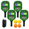 ZOLRITH Custom Pickleballs Paddles Rackets Set with Photo Design Your Own Personalized with Logo Text Pictures Indoor Outdoor Pickle Ball Paddles, 4 Paddles with 1 Storage Bag and 4 Balls, Green view 1