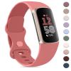 AK Sport Band Compatible with Fitbit Charge 6 Bands / Fitbit Charge 5 Bands Women Men, Classic Soft Replacement Straps Wristbands for Fitbit Charge 6 / 5 Advanced Fitness & Health Tracker (Coral view 1
