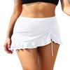 SHEKINI Women's Swimdress Ruffle Swim Skirt High Waist Side Pull Tie Swimsuit Bottom (White, 18W) view 1