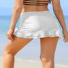 SHEKINI Women's Swimdress Ruffle Swim Skirt High Waist Side Pull Tie Swimsuit Bottom (White, 18W) view 2