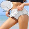SHEKINI Women's Swimdress Ruffle Swim Skirt High Waist Side Pull Tie Swimsuit Bottom (White, 18W) view 3