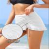 SHEKINI Women's Swimdress Ruffle Swim Skirt High Waist Side Pull Tie Swimsuit Bottom (White, 18W) view 4