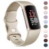 AK Sport Band Compatible with Fitbit Charge 6 Bands / Fitbit Charge 5 Bands Women Men, Classic Soft Replacement Straps Wristbands for Fitbit Charge 6 / 5 Advanced Fitness & Health Tracker (Champagne view 1