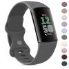 AK Sport Band Compatible with Fitbit Charge 6 Bands / Fitbit Charge 5 Bands Women Men, Classic Soft Replacement Straps Wristbands for Fitbit Charge 6 / 5 Advanced Fitness & Health Tracker (Dark view 1