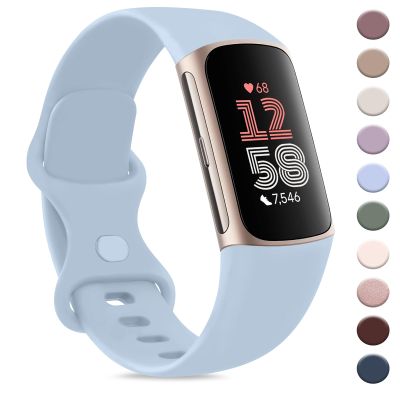 AK Sport Band Compatible with Fitbit Charge 6 Bands / Fitbit Charge 5 Bands Women Men, Classic Soft Replacement Straps Wristbands for Fitbit Charge 6 / 5 Advanced Fitness & Health Tracker (Baby