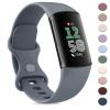 AK Sport Band Compatible with Fitbit Charge 6 Bands / Fitbit Charge 5 Bands Women Men, Classic Soft Replacement Straps Wristbands for Fitbit Charge 6 / 5 Advanced Fitness & Health Tracker (Blue view 1