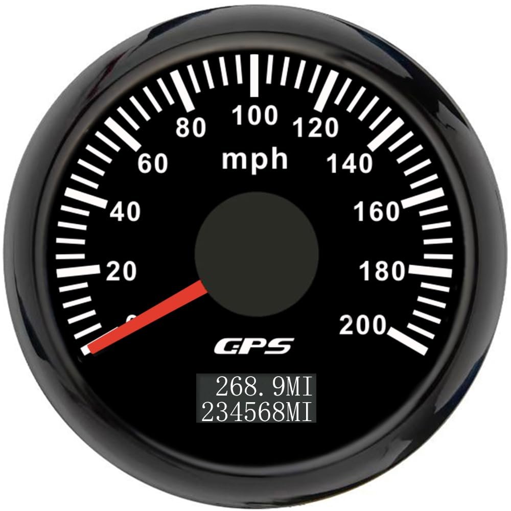 ELING 52mm Speedometer 200MPH GPS Gauge Odometer with GPS Antenna Tripmeter Total Mileage 7 Colors Backlight 12V 24V