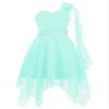 Rswnyirn Kids Flower Girls One Shoulder Party Dress Wedding Bridesmaid Pageant Party Asymmetrical Hem Gowns Mint Green 10 Years view 1