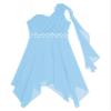 Rswnyirn Kids Flower Girls One Shoulder Party Dress Wedding Bridesmaid Pageant Party Asymmetrical Hem Gowns Light Blue 10 Years view 3