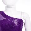Agoky Kids Girls Sequins Hip Hop Jazz Dance Outfits Gymnastics Shirt Crop Top with Chain Cargo Pants Set Fitness Tracksuit Purple&Black C 14 Years view 4
