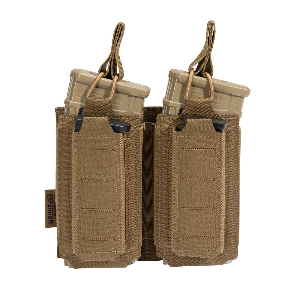 EXCELLENT ELITE SPANKER Tactical Open-Top Single/Double/Triple Molle Mag Pouch Tactical Bag Accessories Holder(Double Coyote Brown)