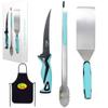 Pro Series 4 Piece Grilling Kit | German G4116 Stainless Steel 7" Flex Fishing Fillet Knife, Stainless-Steel Tongs and Spatula, danco Apron, Fish Cleaning, BBQ Kit, Grilling Combo view 1