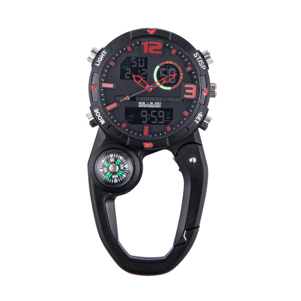 ZOVEDAIUG Clip on Digital Carabiner Watch Backpack Fob Belt Waterproof and Shockproof Pocket Clip-on Quartz Watch Glow in The Dark with Alarm Clock Date Week for Outdoor Sports (Style-3)