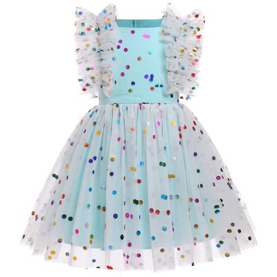 9th 10th Birthday Girl Outfit: Ninth Tenth Birthday Dress for Girls Cake Smash Toddler Boho Rainbow Princess Dresses Party Pageant Gown Kids Mini Tutu Skirt Photoshoot Blue Confetti 9-10 Years