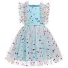 9th 10th Birthday Girl Outfit: Ninth Tenth Birthday Dress for Girls Cake Smash Toddler Boho Rainbow Princess Dresses Party Pageant Gown Kids Mini Tutu Skirt Photoshoot Blue Confetti 9-10 Years view 1