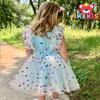 9th 10th Birthday Girl Outfit: Ninth Tenth Birthday Dress for Girls Cake Smash Toddler Boho Rainbow Princess Dresses Party Pageant Gown Kids Mini Tutu Skirt Photoshoot Blue Confetti 9-10 Years view 3