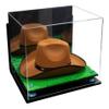 Better Display Cases Acrylic Cowboy Hat Display Case with Mirror Case, Light Blue Risers and Turf Base and Wallmount - 16" x 13" x 12" (A024-B/V61B) view 1