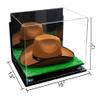 Better Display Cases Acrylic Cowboy Hat Display Case with Mirror Case, Light Blue Risers and Turf Base and Wallmount - 16" x 13" x 12" (A024-B/V61B) view 2