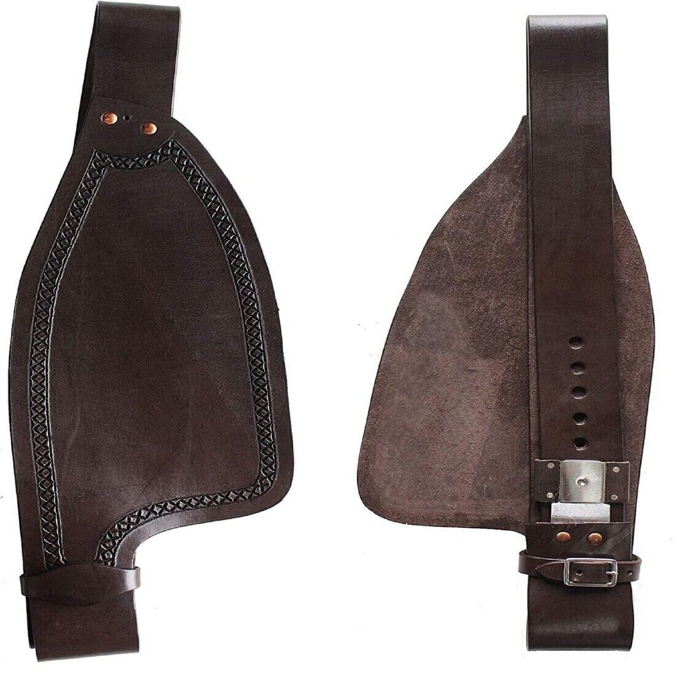 EQUIGEAR Horse Western Adult Tooled Leather Replacement Saddle Fender Pair Set for Roping Trail Barrel Pleasure Saddles with Belvin Buckles AS30