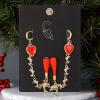 Zyuzles Earphone Anti Lost Earring Clip 1pair,Red Heart Earring Brackets,Creative Dolphin Tassels Earrings with Clip Suitable for Earring Bracket view 4