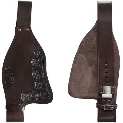 EQUIGEAR Horse Western Adult Tooled Leather Replacement Saddle Fender Pair Set for Roping Trail Barrel Pleasure Saddles with Belvin Buckles AS24