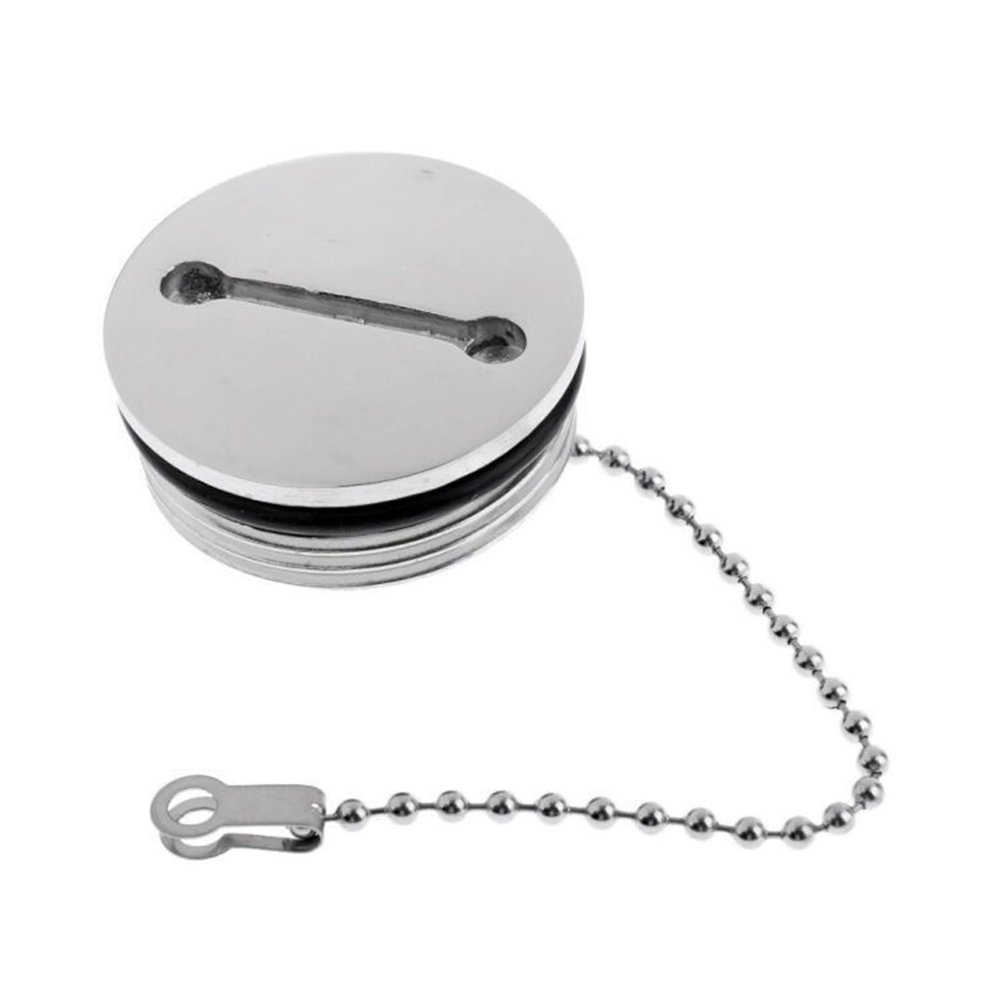 Fuel Tank Cap 1-1/2"(38mm) 316 Stainless Steel Polished Boat Deck Fill/Filler with Key Cap Marine Hardware for Boat Yacht Caravan Replacement Fuel Tank Cap Cover with Chain