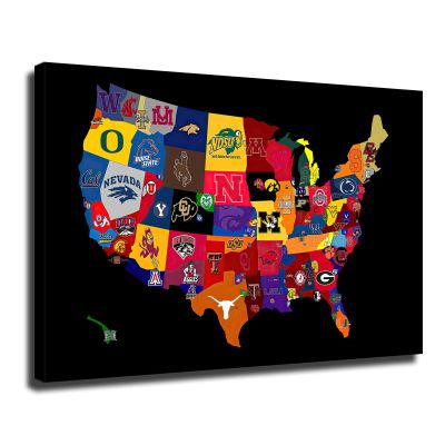College Football Team Logo Poster Canvas Print Modern Office Living Room Bathroom Decor Wall Art Gift (Framed,2432inch)