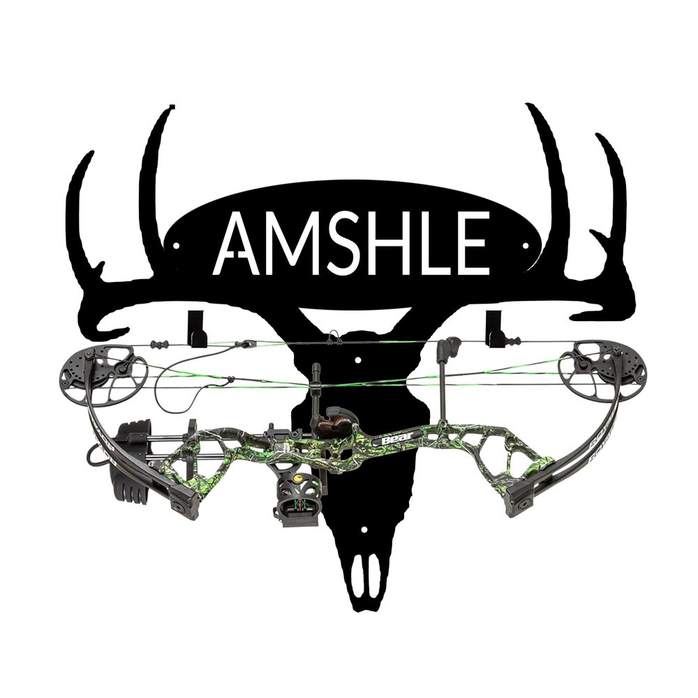 Large Personalized Metal Deer Skull Bow Holder,Elk Skull Wall Decor,Archery Deer Head Bow Rack With Custom Name Plate,Bow Hunting Rack Hunting Metal Sign, Gifts For Husband,Dad,Father -style 03