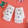 YOLAI Baby Cute Animal Gloves Kids Knit Winter Fingerless Gloves Toddler Boys Girls Convertible Knit Mittens Warm Gloves (Beige, One Size) view 2