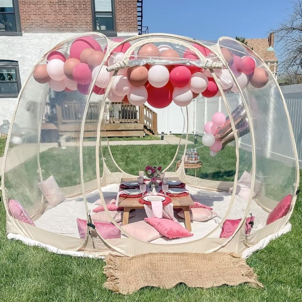 Screen Houses Pop-up Outdoor Camping Tent, 540 Degree Fully Transparent Non Dead Corner Gazebo (15 'x15')