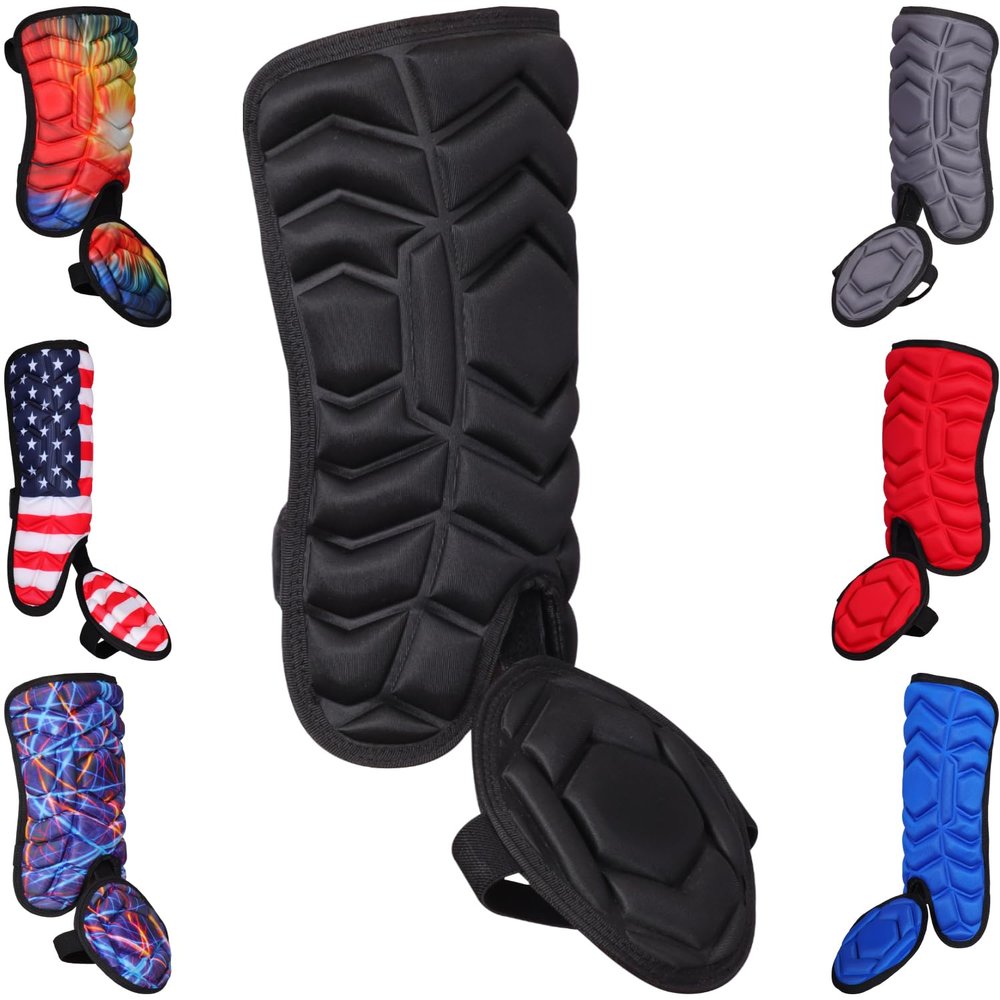 Exxact Sports Batter's Baseball Leg Guard with Adjustable Straps, Shin Guard Baseball - (Black, Youth - Universal Fit)