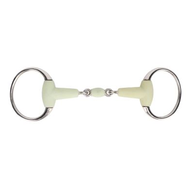 DAUZ Horse Snaffle Bit, Apple Flavor Stainless Steel Mouth Oval Link Loose Ring, Rubber Wrapped Horse Mouth Bit for Racing