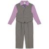 Van Heusen Boys' 4-Piece Formal Dress Up Suit Vest Set, Vest, Pants, Collared Dress Shirt, and Tie, Silverware Stripe, 4 view 1