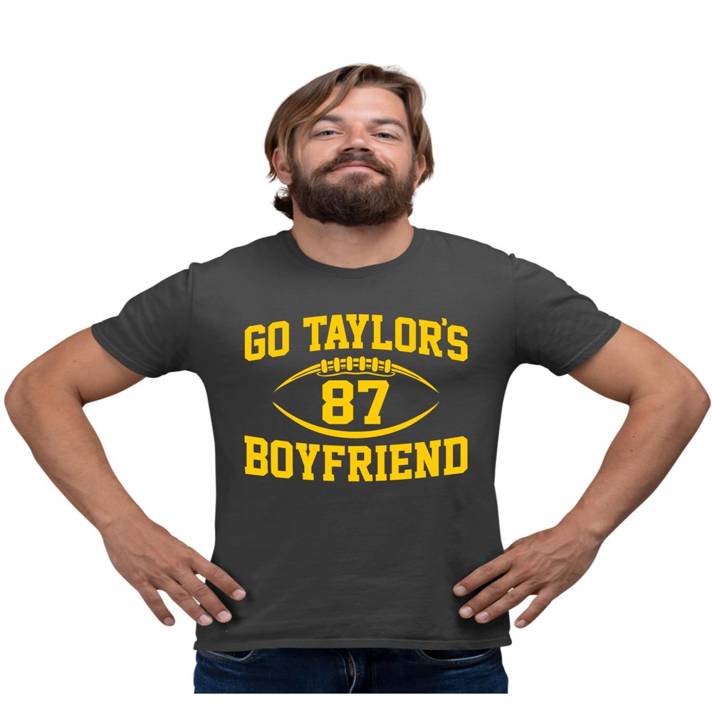 5X-Large Heather Black Mens Go Taylor's Boyfriend Funny Football T-Shirt