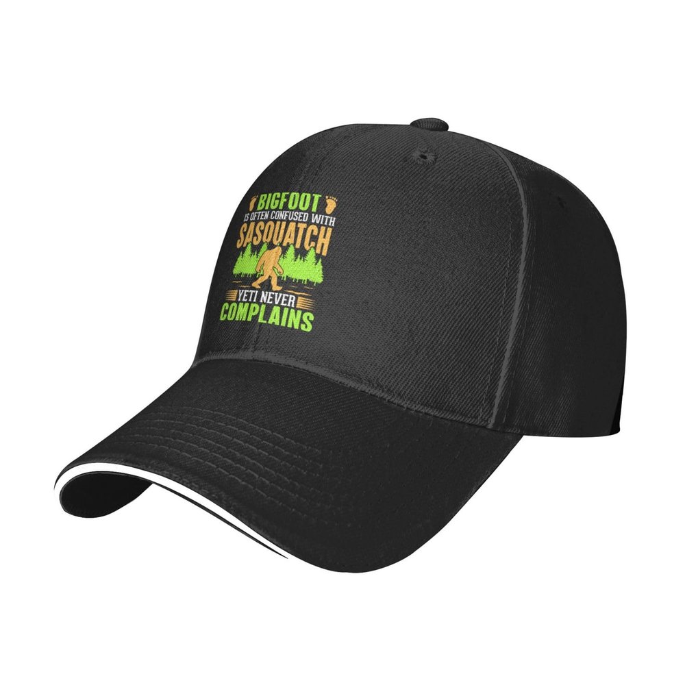 Bigfoot is Often Confused with Sasquatch Yeti Never Complains Baseball Cap for Men Women Adjustable Funny Dad Hat Black