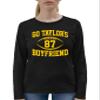 Small Black Mens Go Taylor's Boyfriend Funny Football Long Sleeve T-Shirt view 3