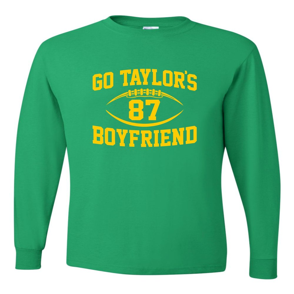 Small Kelly Mens Go Taylor's Boyfriend Funny Football Long Sleeve T-Shirt