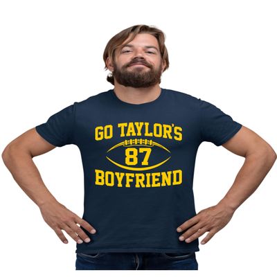 5X-Large Navy Blue Mens Go Taylor's Boyfriend Funny Football T-Shirt