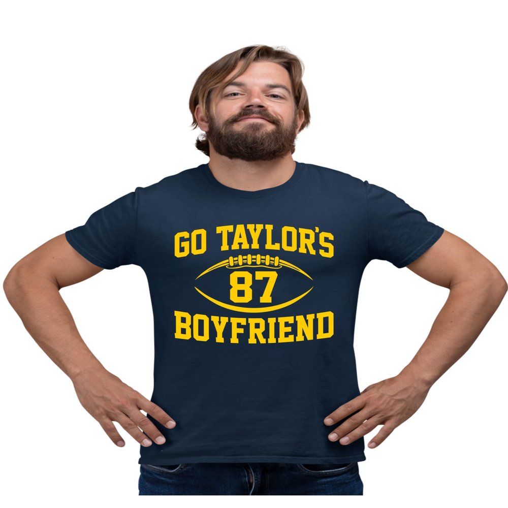 5X-Large Navy Blue Mens Go Taylor's Boyfriend Funny Football T-Shirt