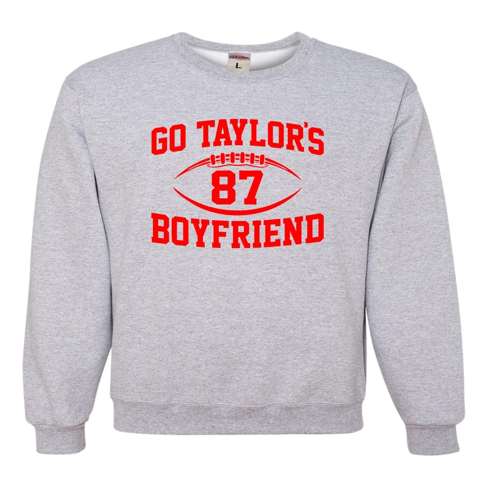Large Athletic Heather Mens Go Taylor's Boyfriend Funny Football Sweatshirt Crewneck