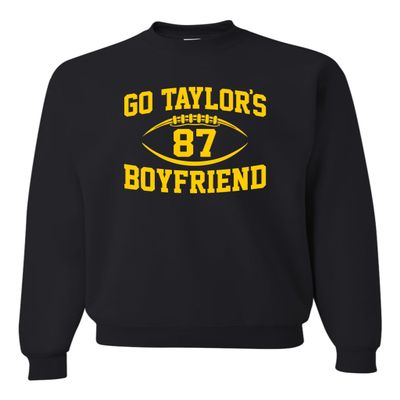 3X-Large Black Mens Go Taylor's Boyfriend Funny Football Sweatshirt Crewneck