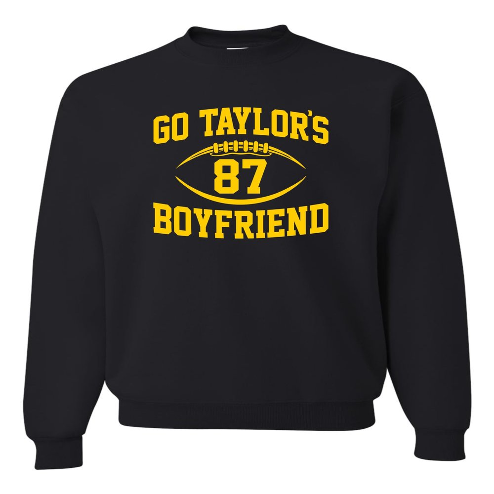 3X-Large Black Mens Go Taylor's Boyfriend Funny Football Sweatshirt Crewneck