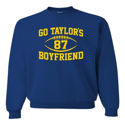 5X-Large Royal Mens Go Taylor's Boyfriend Funny Football Sweatshirt Crewneck