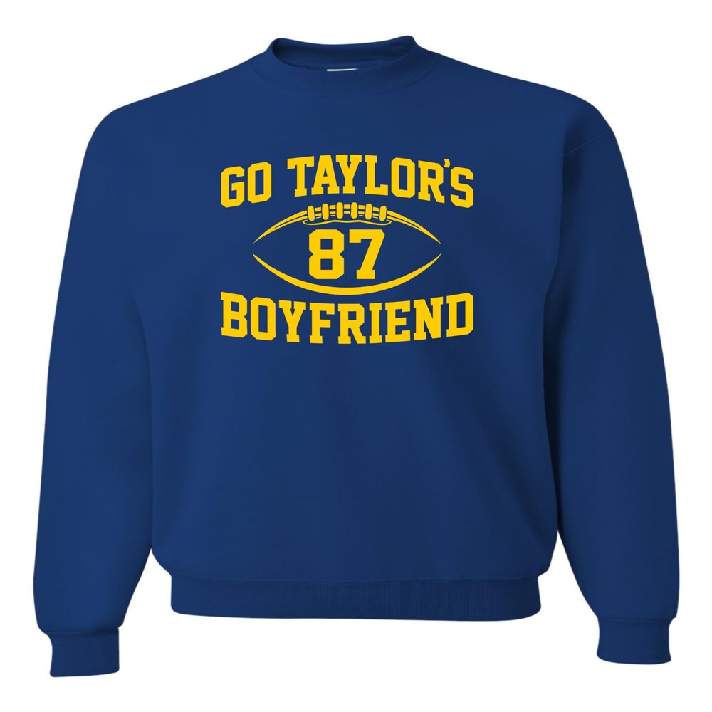5X-Large Royal Mens Go Taylor's Boyfriend Funny Football Sweatshirt Crewneck