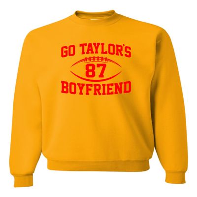 3X-Large Gold Mens Go Taylor's Boyfriend Funny Football Sweatshirt Crewneck