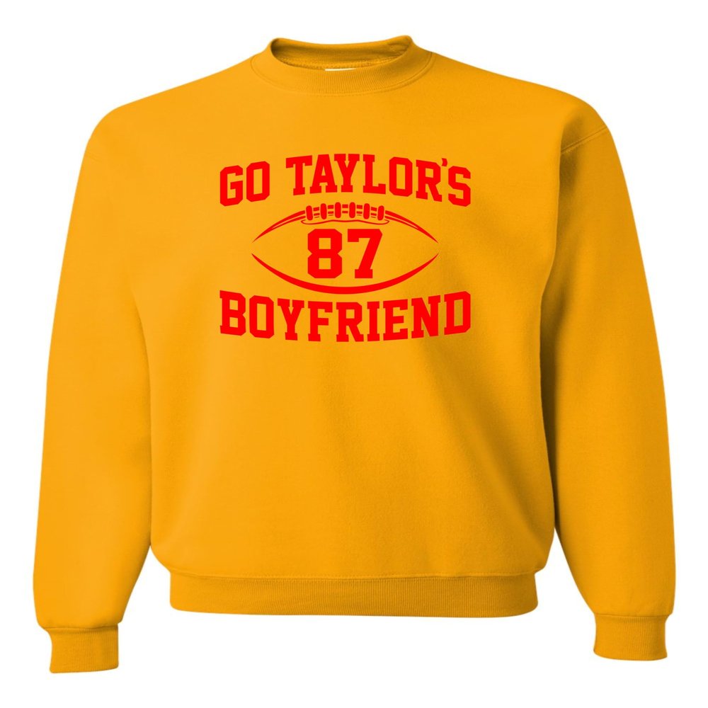 3X-Large Gold Mens Go Taylor's Boyfriend Funny Football Sweatshirt Crewneck