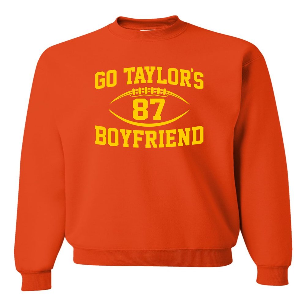 3X-Large Orange Mens Go Taylor's Boyfriend Funny Football Sweatshirt Crewneck