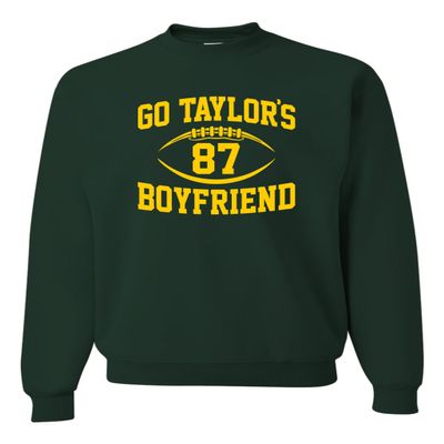 3X-Large Forest Green Mens Go Taylor's Boyfriend Funny Football Sweatshirt Crewneck