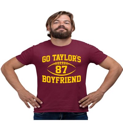 3X-Large Maroon Mens Go Taylor's Boyfriend Funny Football T-Shirt
